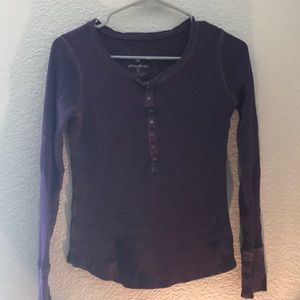 Purple long sleeved henley shirt